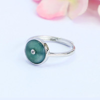 Bagues ajustables en pierre naturelle vintage, jade bleu du Myanmar, jadéite, pour femme, cadeau
