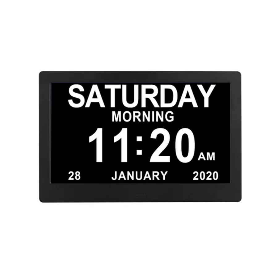 desktop wall memory loss dementia led electric digital alarm clock day calendar clock 7 8 9 10 inch for elderly