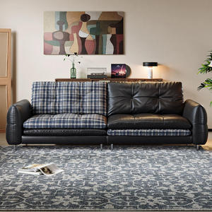Canapé droit <span class=keywords><strong>en</strong></span> <span class=keywords><strong>cuir</strong></span> véritable de style Mid-Century, convertible double face, <span class=keywords><strong>pour</strong></span> salon - Product Image 2