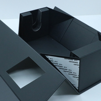 Maßgefertigte Faltbare Magnetische Schwarze Weinflaschen-Papierbox Flip-Top Magnetbox Geschenkverpackung mit Fenster