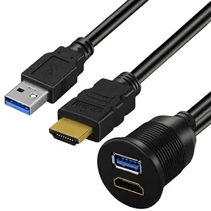 2M USB 3,0 HD MI Cable de montaje USB 3,0 Conector macho CABLE DE DATOS DE CARGA DE PVC