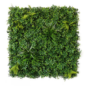 แผงฉากหลังพลาสติกตกแต่งภายในและภายนอกอาคารแบบเป็นมิตรกับสิ่งแวดล้อม 33A พร้อมใบไม้ประดิษฐ์สีเขียวและหญ้าติดผนังแบบ 3 มิติ - Product Image 5