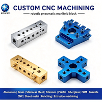 Bloc de collecteur pneumatique robotique en aluminium 6063 anodisé dur, usiné CNC de précision, pour circuit d'air d'équipement d'automatisation (OEM)