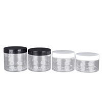 Emballage cosmétique alimentaire en gros, pot en plastique PET transparent pour crème cosmétique de 250 ml, 300 ml, 400 ml, 450 ml, 500 ml avec couvercle blanc ou noir