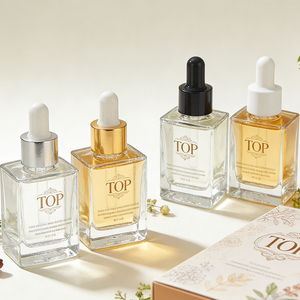 Flacon compte-gouttes carré en verre transparent vide et rechargeable pour huiles parfumées, avec coffret cadeau de luxe pour marques de parfums de niche - Product Image 6