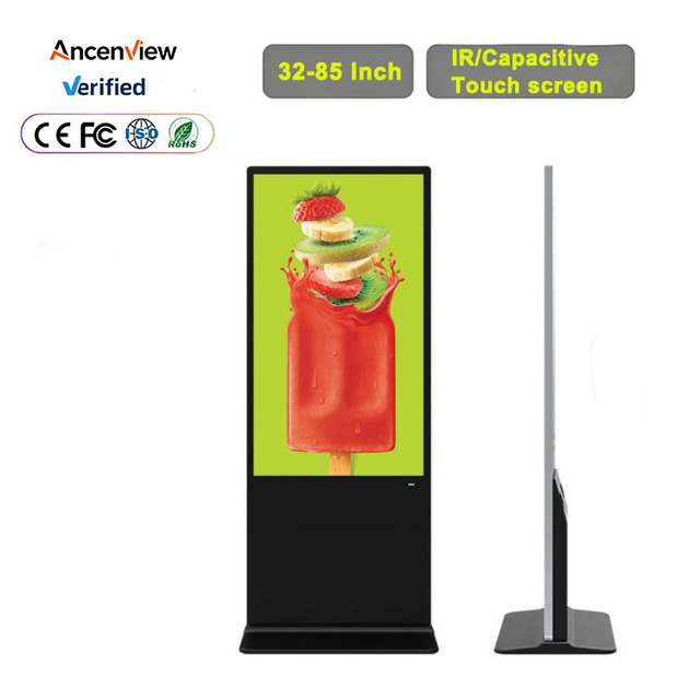 Floor Standing Android Window LCD Totem Kiosk Touch Screen Vertical Digital Signage Animation IP54 Rated 55 Inch Shopping Mall