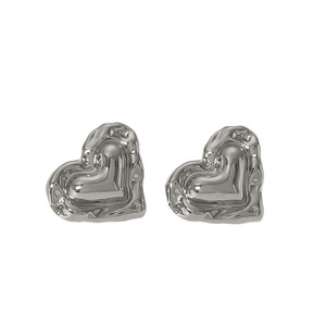 Pendientes con forma de corazón, chapados en oro de 18 quilates, engaste de bisel de acero inoxidable, regalo para mujer TE6926-G - Product Image 5