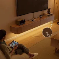 Meuble TV flottant en bois massif, style nordique, avec rangement pour salon, idéal petit appartement, éclairage d'ambiance, fabricant de meubles