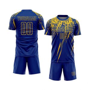 ชุดเสื้อฟุตบอลพรีเมียม แขนสั้น ระบายอากาศ แห้งเร็ว สำหรับการแข่งขันและฝึกซ้อม เสื้อและกางเกงขาสั้น สำหรับผู้ชายและเยาวชน - Product Image 1