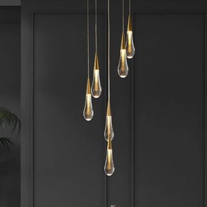 Lámparas <span class=keywords><strong>Colgantes</strong></span> de Cristal LED <span class=keywords><strong>para</strong></span> Dormitorio, Comedor, Bar, Araña de Gotas de Agua, Decoración Interior de <span class=keywords><strong>Escaleras</strong></span>, Lámparas <span class=keywords><strong>Colgantes</strong></span> - Product Image 1