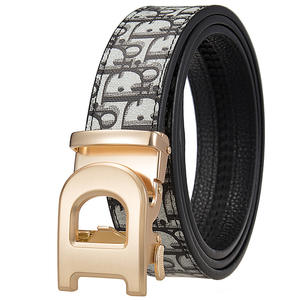 Sabuk Celana Kasual Pria OEM ODM dengan Gesper Otomatis Model D Baru Bahan Kulit Sapi Gesper Paduan Logam Grosir - Product Image 1