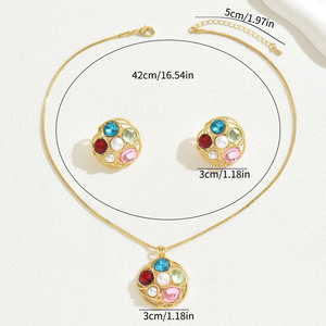 Đơn Giản Hàn Quốc Phong Cách Hình Học Không Thường Xuyên Thiết Kế Mori Bông Tai Vòng Cổ Đặt Thép Không Gỉ Với Kim Cương Đá Cho Đám Cưới - Product Image 4