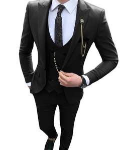 ชุดสูทผู้ชาย 3 ชิ้น ทรงเข้ารูป ชุดทักซิโด้สำหรับงานพรอม ปกแหลม ชุดเพื่อนเจ้าบ่าว = ชุดสั่งตัด - Product Image 2