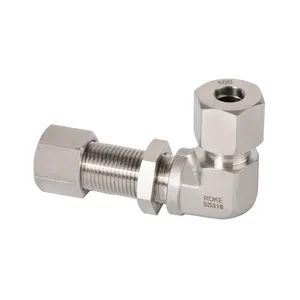 Bulkhead Pipe Fitting DIN2353/ISO8434.1 Single Ferrule 90 Degree Light 6L-42L Bulkhead Union Elbow Hydraulic Fitting