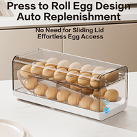 Boîte de rangement pour œufs à roulement avec système de remise en place automatique, support coulissant pour œufs avec pente inclinée, distributeur d'œufs avec suivi de date pour réfrigérateur