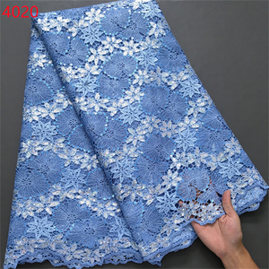 4020 Vente <span class=keywords><strong>en</strong></span> Gros Tissu Dentelle <span class=keywords><strong>Guipure</strong></span> Africaine à Corde de Haute Qualité avec Paillettes 5 Verges pour <span class=keywords><strong>Robe</strong></span> de Mariée Femme - Product Image 1