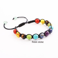 Bracelet d'énergie de guérison tissé à la main, 7 Chakra, en pierres précieuses, macramé tressé, Yoga, pierres de prière