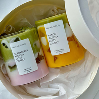 AIKUN Individuell Farbige Runde Gelee-Wachs Kaffee-Matcha-Latte Duft Gel-Duftkerzen für Party, Heimdekoration und Feiertage