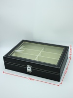 Haute qualité nouveau Style minimaliste 8 fentes bois noir résistant à l'eau écologique étui de rangement pour lunettes serrure à couvercle en verre