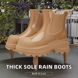 Fabricación Profesional en China, Zapatos de Lluvia de PVC con Suela Gruesa, Impermeables, para Invierno y Otoño, Diseño Duradero - Product Image 2