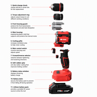 Perceuse sans fil Li-ion OBBL OB-7130 21V, 0 à 2000 tr/min, 50 Nm, mandrin 10 mm, perceuse électrique pour la rénovation domestique, prix d'usine