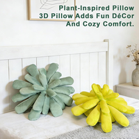 Coussin décoratif en peluche douce de 17,7 pouces, en forme de plante 3D, cousu à la main, style fleur, pour chambre à coucher et décoration intérieure, plante en peluche personnalisée