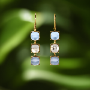 Pendientes Colgantes de Moda, Acero Inoxidable 316L, Chapado en Oro PVD, Resistentes y Sostenibles, con Piedra Azul - Product Image 3