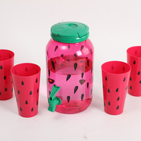 Seau et pot en plastique de qualité alimentaire de 3,8 L avec motif de graines de pastèque sur la coque extérieure, récipient pour boissons