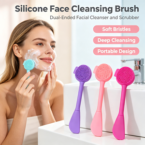 Cepillo de Silicona de Doble Punta para <span class=keywords><strong>Limpieza</strong></span> <span class=keywords><strong>Facial</strong></span>, Herramienta Reutilizable para el Cuidado de la Piel, para Mascarillas de Lodo/Crema/Gel, Cepillo para <span class=keywords><strong>Limpieza</strong></span> <span class=keywords><strong>Facial</strong></span> <span class=keywords><strong>Profunda</strong></span> - Product Image 1