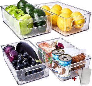 Refrigerator Drawer Organizer Bins Storage Racks Fridge Storage Containers Transparent Clear Pantry Organization