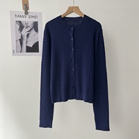 Sofort lieferbar, echte Bilder. Gerippter Strick-Cardigan für Damen, schmaler, langärmliger, schlichter Pendler-Pullover-Mantel für den Herbst 16a-3628