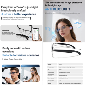 Lunettes de traduction intelligentes SENBONO GT33, casque sans fil mains libres, protection UV400, traducteur IA extérieur, tactile, IPX-6, titane - Product Image 6