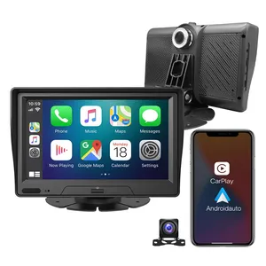 Carplay portátil con Android para coche, navegación GPS, grabadora de vídeo DVR frontal y trasera, cámaras duales HD, BT, WIFI, FM, TMC, 7 pulgadas, novedad de 2022