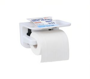 Portarotolo in Plastica con Base Porta Telefono 15.5x13 cm, Design Minimalista, Facile da Installare, Accessorio per Bagno - Product Image 1