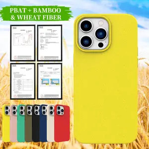 TENCHEN 100% étui de téléphone portable biodégradable écologique avec logo personnalisé étui de téléphone portable compostable en fibre végétale pour iPhone