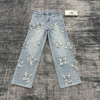DENIMGUYS Nouveautés Jeans Baggy Homme Vintage Délavé de Haute Qualité avec Broderies et Appliques en Denim