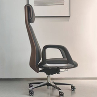 Chaise de bureau de direction moderne et minimaliste avec support de tête, revêtement en cuir, hauteur réglable, pivotante, pour bureau de PDG