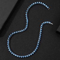 Set perhiasan gelang rantai tenis berlian kristal biru harga grosir perhiasan Pria Wanita Kustom es keluar