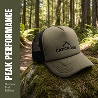 Casquette de baseball réglable en mousse et maille à 5 panneaux avec logo montagne brodé personnalisé, casquette de sport d'extérieur pour homme