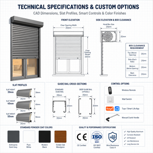 Porte à enroulement électrique en aluminium durable, personnalisée, haute sécurité, automatique, isolée, <span class=keywords><strong>pour</strong></span> fenêtre - Product Image 5