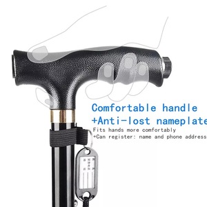 Bastón plegable multifunción para caminar para ancianos, con luces LED, muletas de Base grandes, antideslizantes y estables - Product Image 2