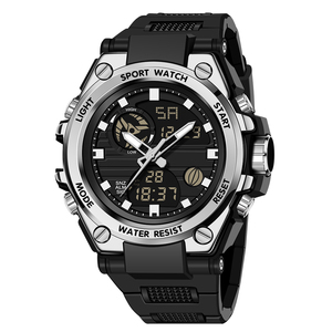 Montre-bracelet tendance pour homme, montre numérique de sport, montres numériques colorées dorées à double fuseau horaire pour garçons et enfants - Product Image 6