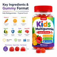 Gummies multivitaminées pour enfants en marque blanche, vente en gros, OEM, vitamines gommeuses quotidiennes pour le soutien immunitaire des enfants, à base de pectine, véganes