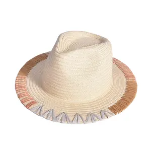 도매 종이 브레이드 밀짚 모자 넓은 챙 남여 공용 파나마 모자 봄 여름 캐주얼 여행 해변 파티 여성용