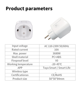 16A EU 플러그 스마트 소켓 전원 콘센트 전기 모니터 Tuya 원격 제어 타이머 작업 알렉사 구글 홈 - Product Image 2