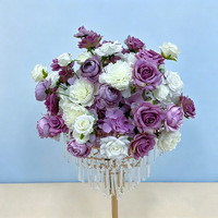 Boule de fleurs artificielle NINI Factory en soie violette et blanche, centre de table de mariage, arrangement floral pour la décoration de banquets et de fêtes