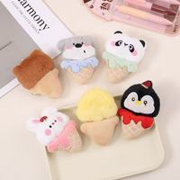 Pendentif en peluche artisanal motif dessin animé crème glacée, mignon petit ours pingouin, jouet, porte-clés, broche, modèle universel Q29, pour chaussures d'enfants