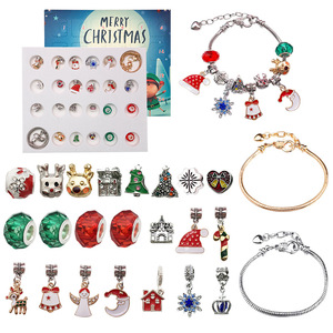 Noël <span class=keywords><strong>calendrier</strong></span> de l'<span class=keywords><strong>avent</strong></span> Bracelets 24 jours compte à rebours de Noël perles bracelets à breloques bricolage artisanat cadeaux bijoux Bracelet Kit de fabrication - Product Image 4