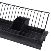 Égouttoir à vaisselle double niveau SY Home noir avec plateau de séchage en plastique, construction métallique, étanche, durable, rangement de cuisine moderne