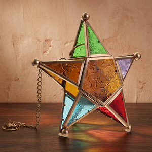 Christmas Hanging Star Lantern Outdoor <b>Pendant</b> Candle Holder Lamp Moroccan & Bohemian Style Dorm Room New Year's Gift - Product Image 3